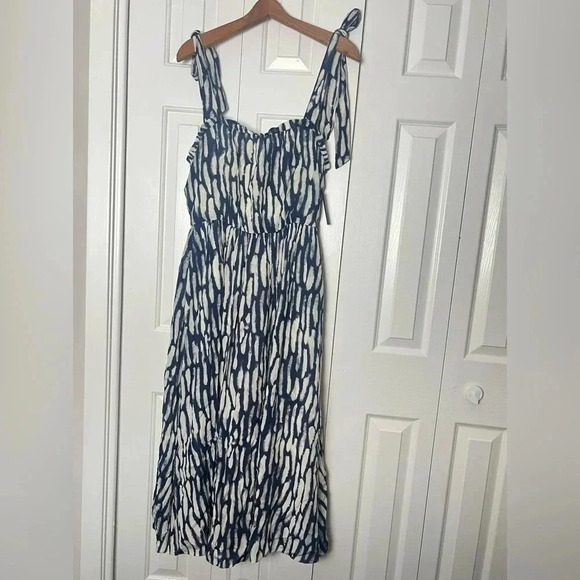 Jason Wu Sleeveless Dress with Shoulder Ties in Spring Navy Multi SZ6 Maxi Dress - Picture 13 of 16